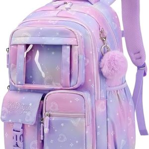 Kids Backpack for Girls - School Bags for Middle School Students - Book Bag for Elementary Primary - Kawaii Ita Backpack - Purple